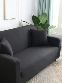 1pc Bọc ghế sofa co giãn rắn & 1pc bọc đệm không có chất độn - màu đen - Xem 1