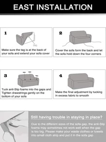 1pc Bọc ghế sofa co giãn rắn & 1pc bọc đệm không có chất độn - màu đen - Xem 6