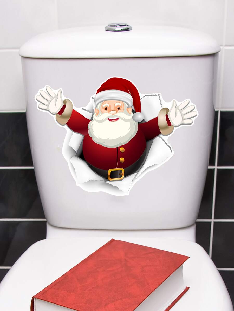 1入聖誕老人圖案廁所蓋貼紙 - 彩色 - 查看 1