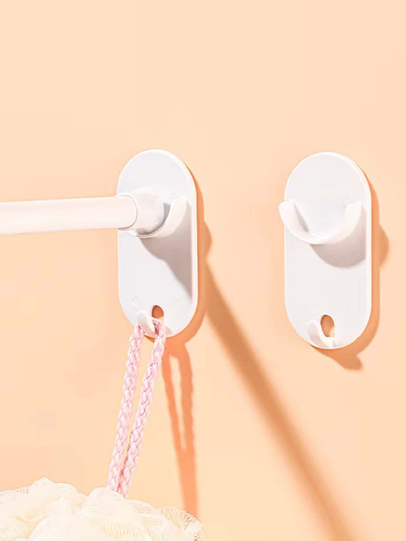 2入組素色浴簾竿架 - 白色 - 查看 1