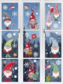 6pcs Christmas Santa Claus Pattern Wall Sticker,Stickers,Wall Decal, Vinyl Decal For Home Decorations,Spring Decoration Items Refresh Your Home,Rama Decoration Stickers Christmas Decorations Room Decor