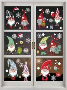 6pcs Christmas Santa Claus Pattern Wall Sticker,Stickers,Wall Decal, Vinyl Decal For Home Decorations,Spring Decoration Items Refresh Your Home,Rama Decoration Stickers Christmas Decorations Room Decor