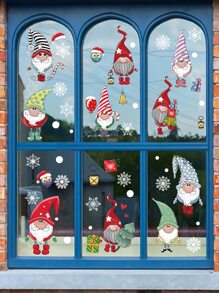 6pcs Christmas Santa Claus Pattern Wall Sticker,Stickers,Wall Decal, Vinyl Decal For Home Decorations,Spring Decoration Items Refresh Your Home,Rama Decoration Stickers Christmas Decorations Room Decor