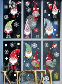 6pcs Christmas Santa Claus Pattern Wall Sticker,Stickers,Wall Decal, Vinyl Decal For Home Decorations,Spring Decoration Items Refresh Your Home,Rama Decoration Stickers Christmas Decorations Room Decor