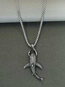 Hợp kim vòng cổ cá quyến rũ dành cho nam giới thời trang và phổ biến để làm quà tặng trang sức và cho một vẻ ngoài sành điệu - Màu Bạc Cổ - Xem 1