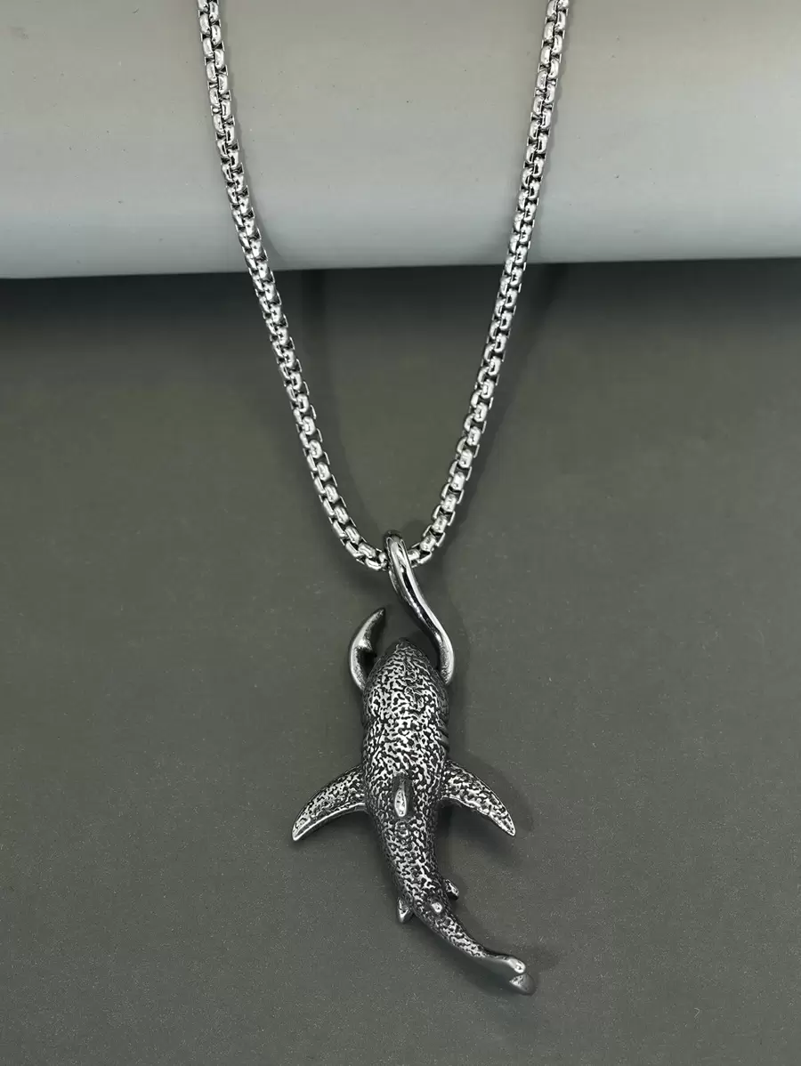 Hợp kim vòng cổ cá quyến rũ dành cho nam giới thời trang và phổ biến để làm quà tặng trang sức và cho một vẻ ngoài sành điệu - Màu Bạc Cổ - Xem 1