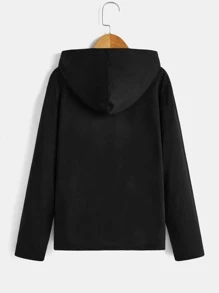 SHEIN Boys Reflective Cartoon Graphic Hooded Tee - Black - View 2