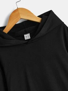 SHEIN Boys Reflective Cartoon Graphic Hooded Tee - Black - View 5