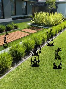 1 pieza Estaca de jardín gnomo al azar decorativo - Negro - Ver 4