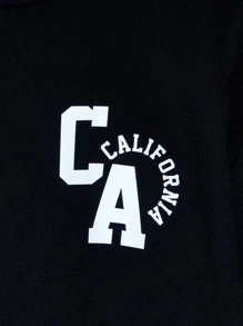 SHEIN 男孩反光字母圖案連帽衫和運動褲 - 黑色 - 查看 4