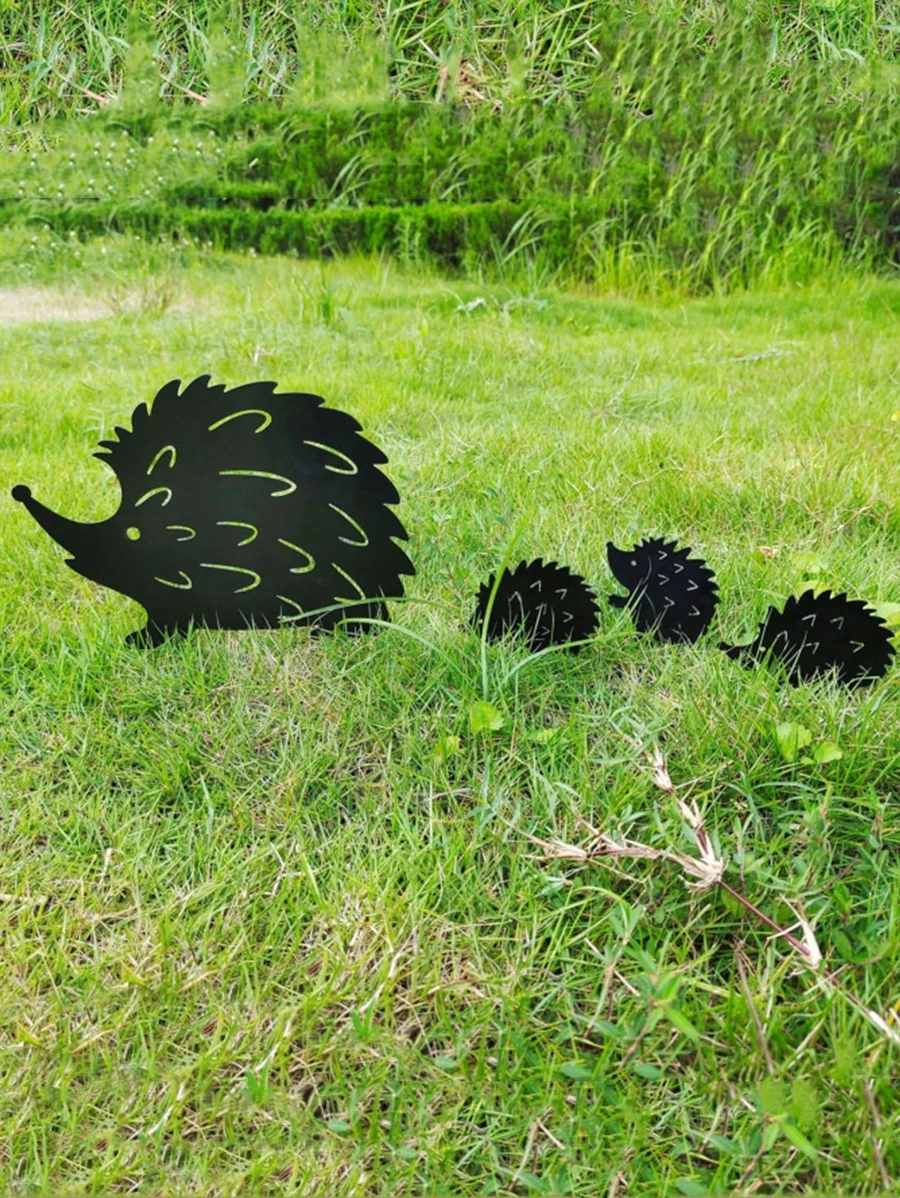 4入組刺蝟設計園林裝飾擺件 - 黑色 - 查看 1