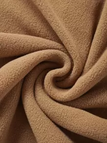 INAWLY 標語刺繡半拉鏈搖粒絨運動衫 - 卡其色 - 查看 5