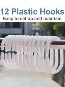 Leaf Bathroom Shower Curtain Set With Hook - Black and White - View 3