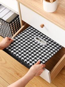 1 pieza Caja de almacenamiento con patrón de pata de gallo escritorio - Multicolor - Ver 6