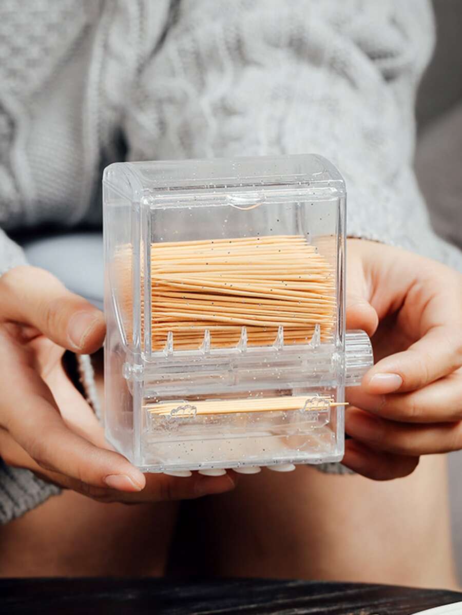 1pc Clear Toothpick Holder - Clear - View 1