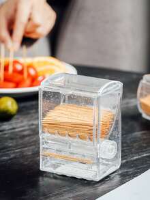 1pc Clear Toothpick Holder - Clear - View 5