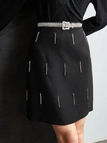 MOTF PREMIUM RHINESTONE EMBELLISHED SKIRT WITHOUT BELT - Black - View 6