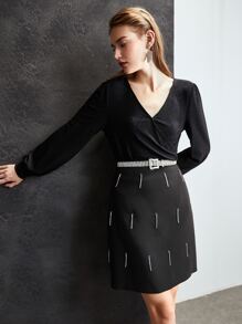 MOTF PREMIUM RHINESTONE EMBELLISHED SKIRT WITHOUT BELT - Black - View 4