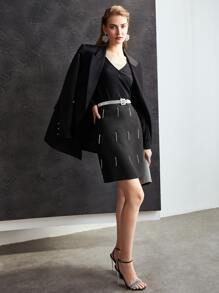 MOTF PREMIUM RHINESTONE EMBELLISHED SKIRT WITHOUT BELT - Black - View 5