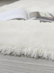 1pc Solid Fluffy Rug, Simple White Plush Floor Mat For Living Room And Bedroom - White - View 2