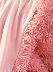 1pc Plain Plush Blanket - Coral Pink - View 5