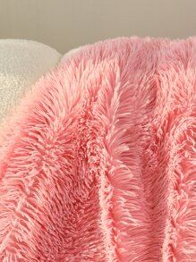 1pc Plain Plush Blanket - Coral Pink - View 6