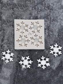 1个雪花硅胶翻糖模具，冬季蛋糕装饰，糖果制作用品，雪花巧克力装饰，派对蛋糕装饰，烘焙模具，情人节派对，家居装饰，家居礼品 - 淺灰色 - 查看 3