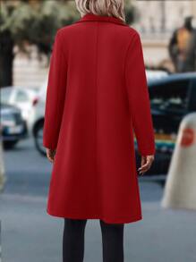 SHEIN LUNE Waterfall Collar Zipper Overcoat - Red - View 2