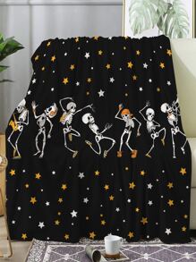 1 pieza manta con diseño de calavera, manta de tela de punto moderna para el hogar - Multicolor - Ver 2