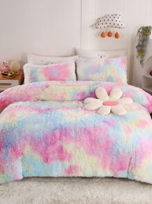 Tie Dye Fuzzy Duvet Cover Set Without Filler - Multicolor - View 1