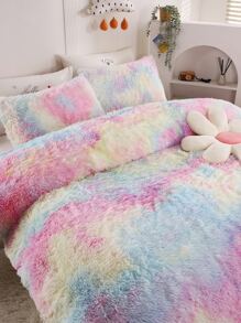 Tie Dye Fuzzy Duvet Cover Set Without Filler - Multicolor - View 5