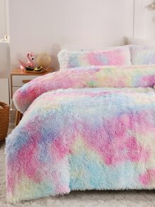 Tie Dye Fuzzy Duvet Cover Set Without Filler - Multicolor - View 7