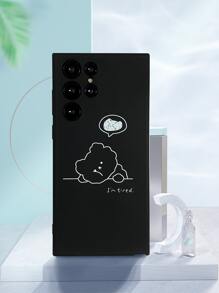 Black Outline Little Bear Phone Case With Stand Compatible With Samsung, Mobile Accessories