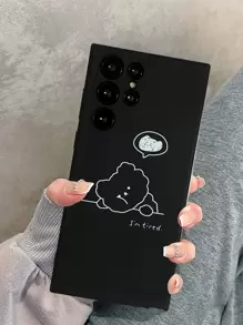 Black Outline Little Bear Phone Case With Stand Compatible With Samsung, Mobile Accessories