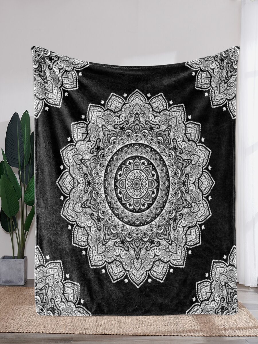 1 manta con diseño de Mandala, manta de tela de punto moderna para el hogar - Multicolor - Ver 1