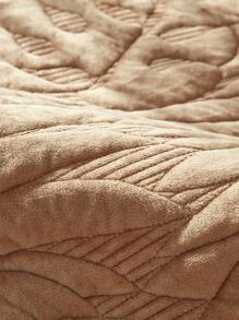 1pc Leaf Textured Sofa Towel & 1pc Random Cushion Cover Without Filler - Camel - View 3