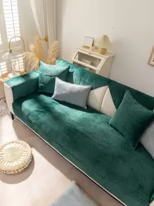 1入組素色沙發巾和1入組隨機枕套不附帶枕芯 - 綠色 - 查看 6