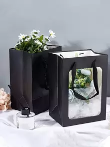 2pcs Clear Gift Bag - Black - View 1