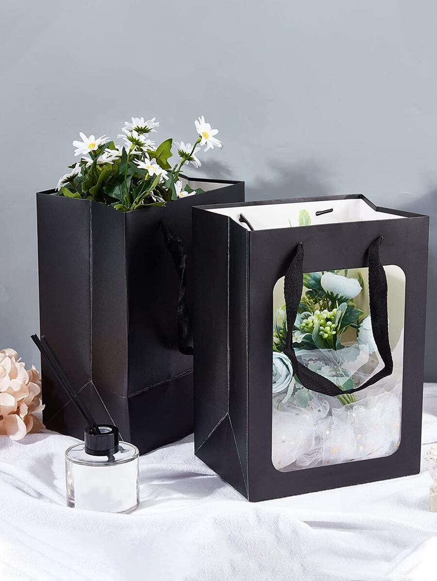 2pcs Clear Gift Bag - Black - View 1