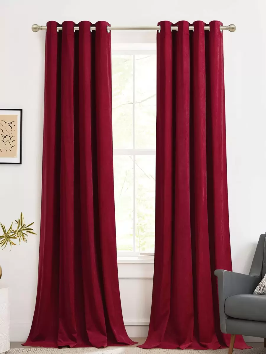 素色1片遮光窗簾 - 酒紅色 - 查看 1