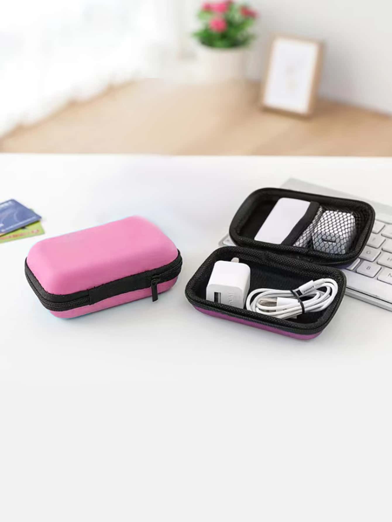 Túi lưu trữ cáp dữ liệu 1pc - Hồng - Xem 1
