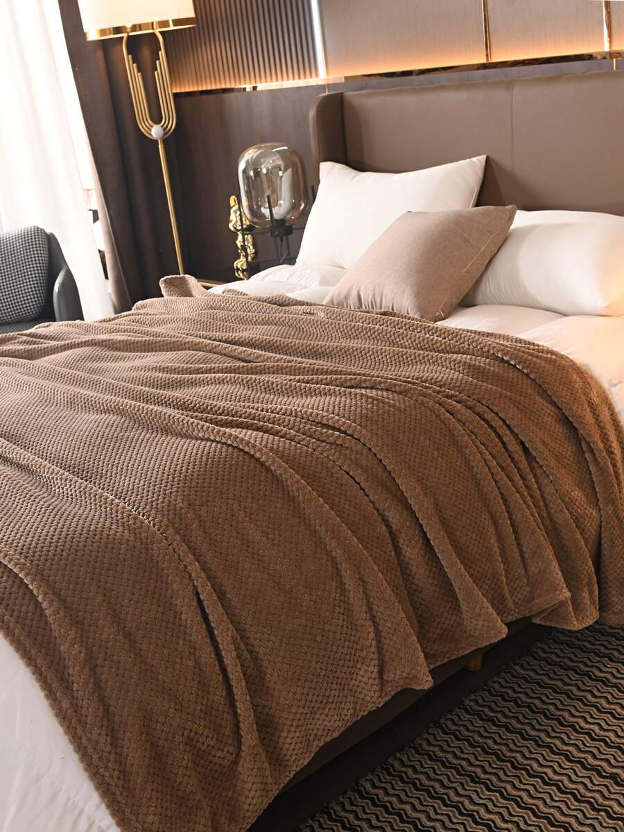 1入組素色毯子 - 咖啡棕 - 查看 1