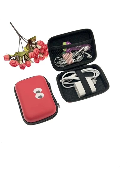 1入組兩面可戴卡通眼睛圖案數據綫收納袋