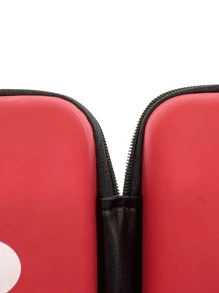 1入組兩面可戴卡通眼睛圖案數據綫收納袋 - 紅色 - 查看 5