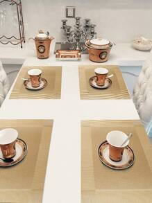 1入組金屬質感防滑餐墊金色長方形防滑耐磨桌墊家用