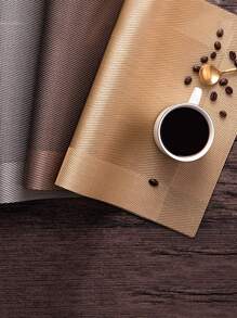 1入組金屬質感防滑餐墊金色長方形防滑耐磨桌墊家用