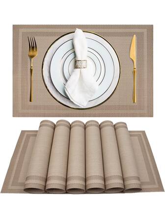X WOTP 1pc PVC Anti-Slip Place Mat, Modern Geometric Pattern Washable Table Mat For Dinning Room Decor