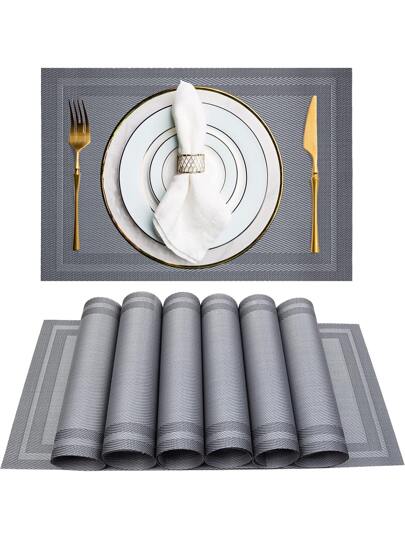 1入組PVC餐墊現代拼色長方形餐桌墊