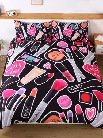 Makeup Print Duvet Cover Set Without Filler