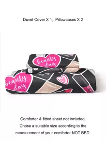 Makeup Print Duvet Cover Set Without Filler